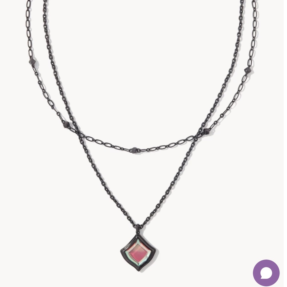 Kendra Scott Kacey Gunmetal Dichroic Glass Double Strand Necklace with Earrings